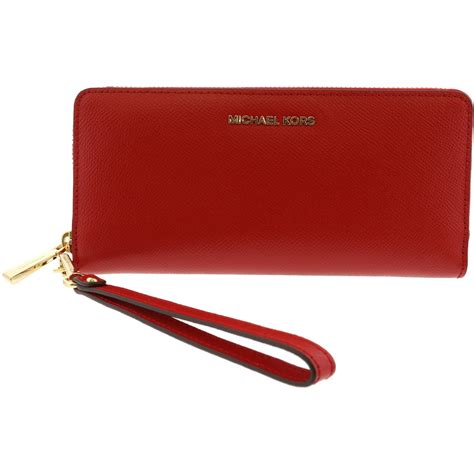 michael kors jet set travel continental wallet bright red|michael kors leather continental wristlet.